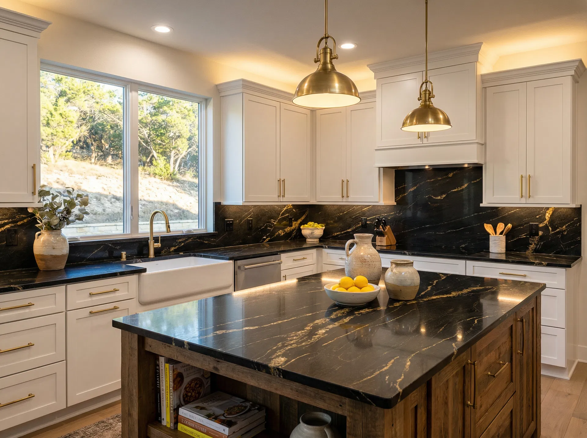 Black & Gold Granite Kitchen - Bee Cave, TX