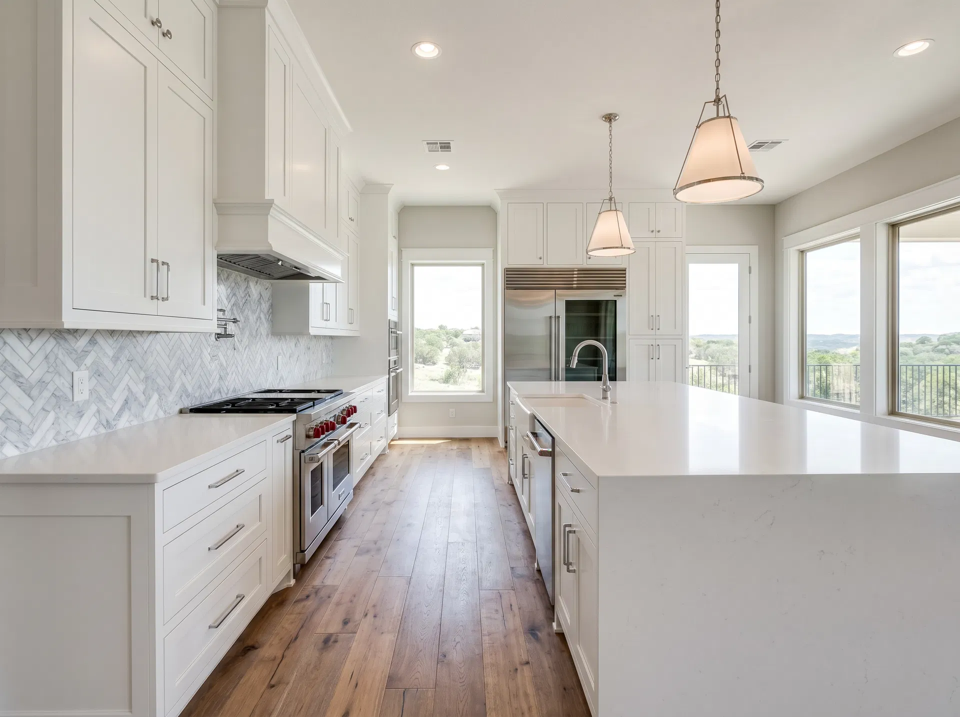 Luxury marble tile installation in master bathroom in Austin