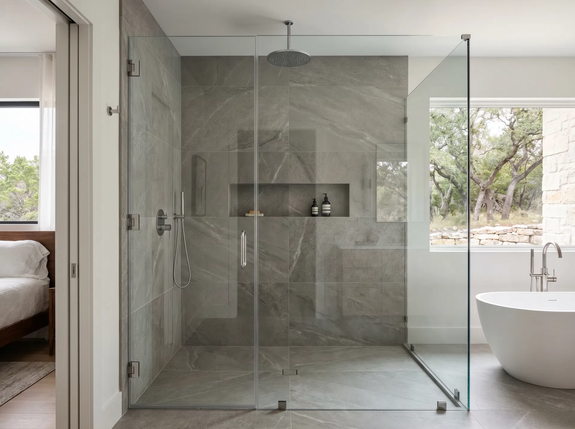 Patterned tile in open concept kitchen in Austin