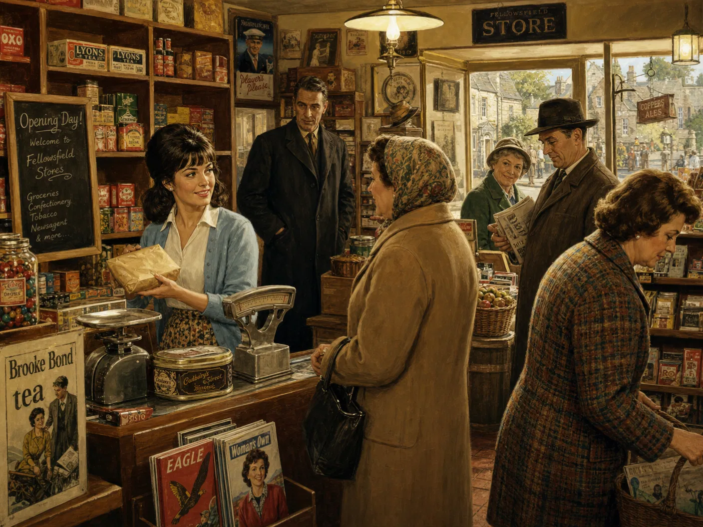 The Corner Shop opens and Anna serves the first customers.