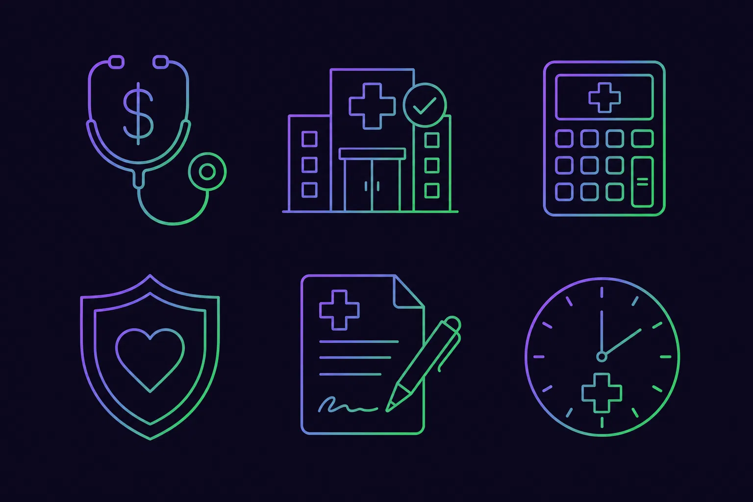 Ícones de serviços médico-financeiros