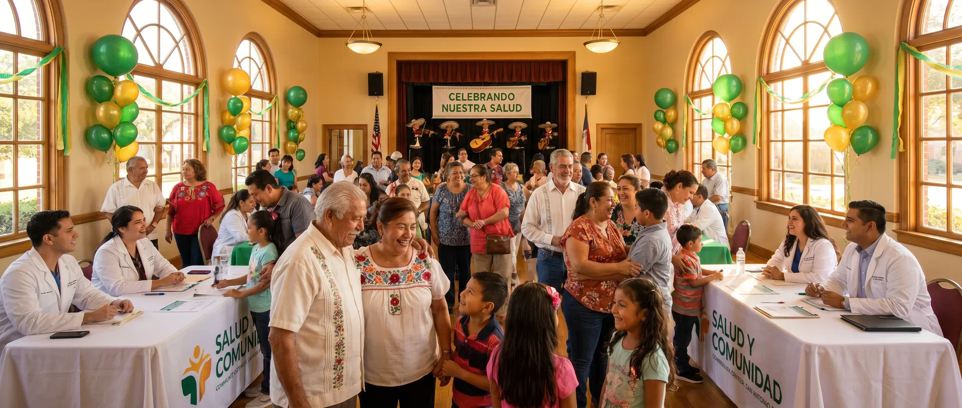 Comunidad hispana celebrando salud