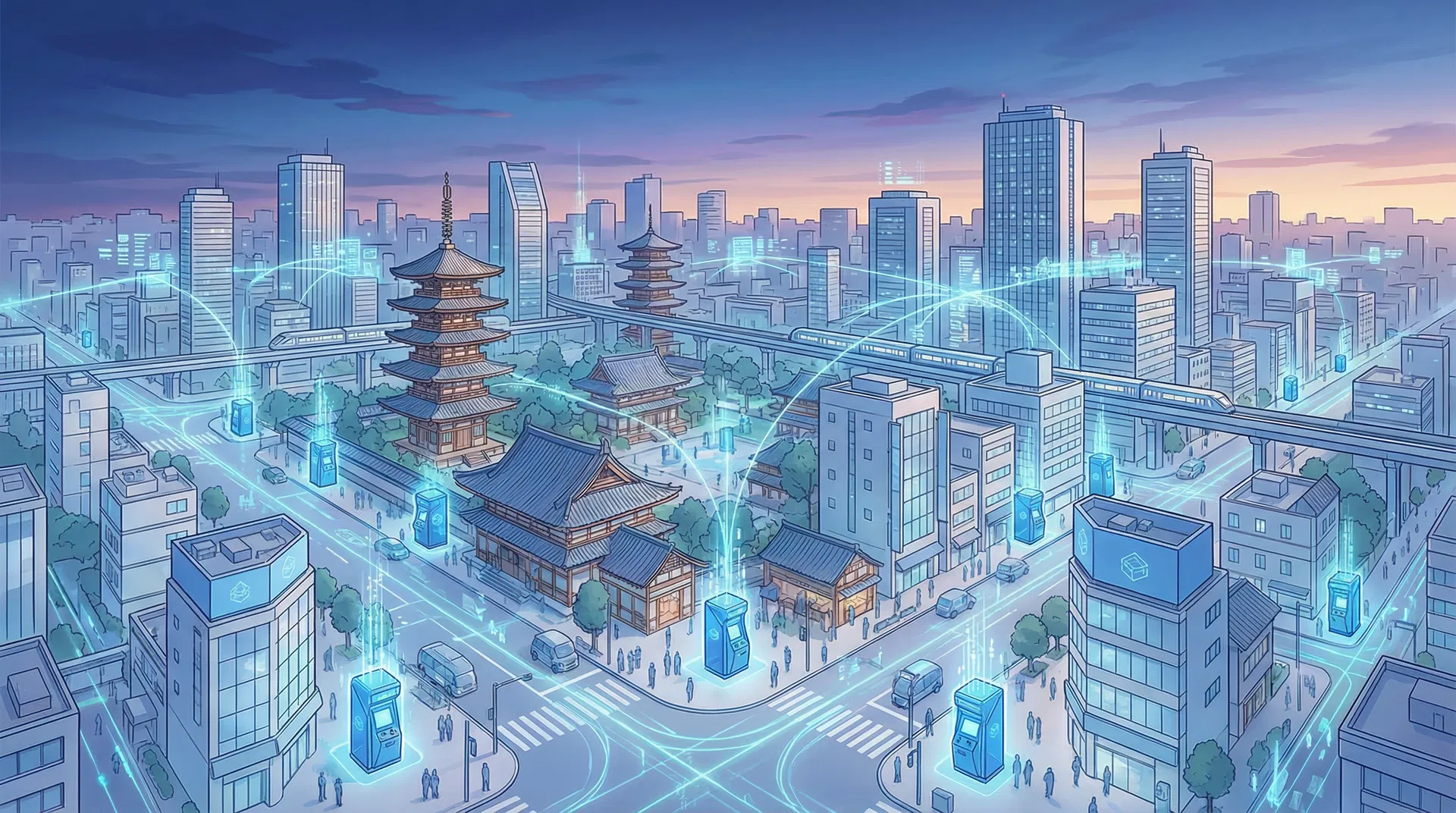 未来都市インターフェース — IGNODEネットワークが展開された日本の都市景観