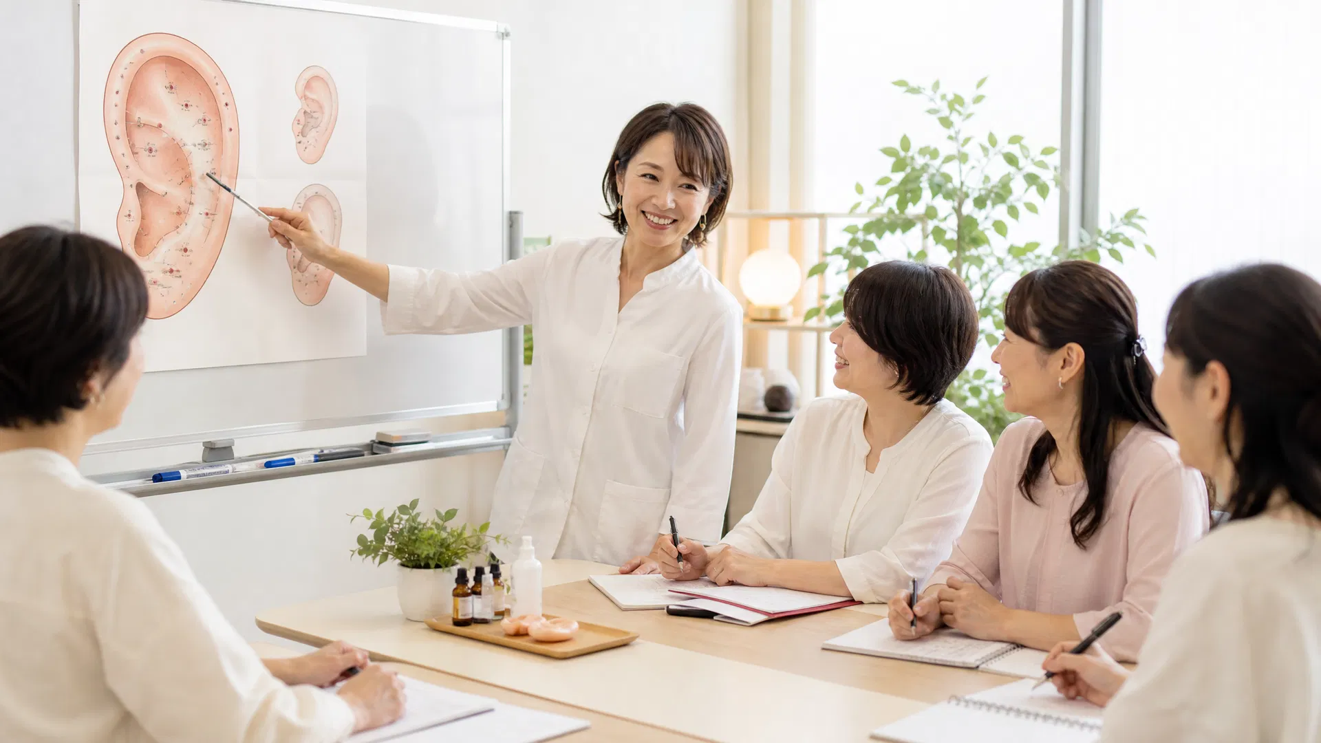 耳つぼ講座で指導する講師