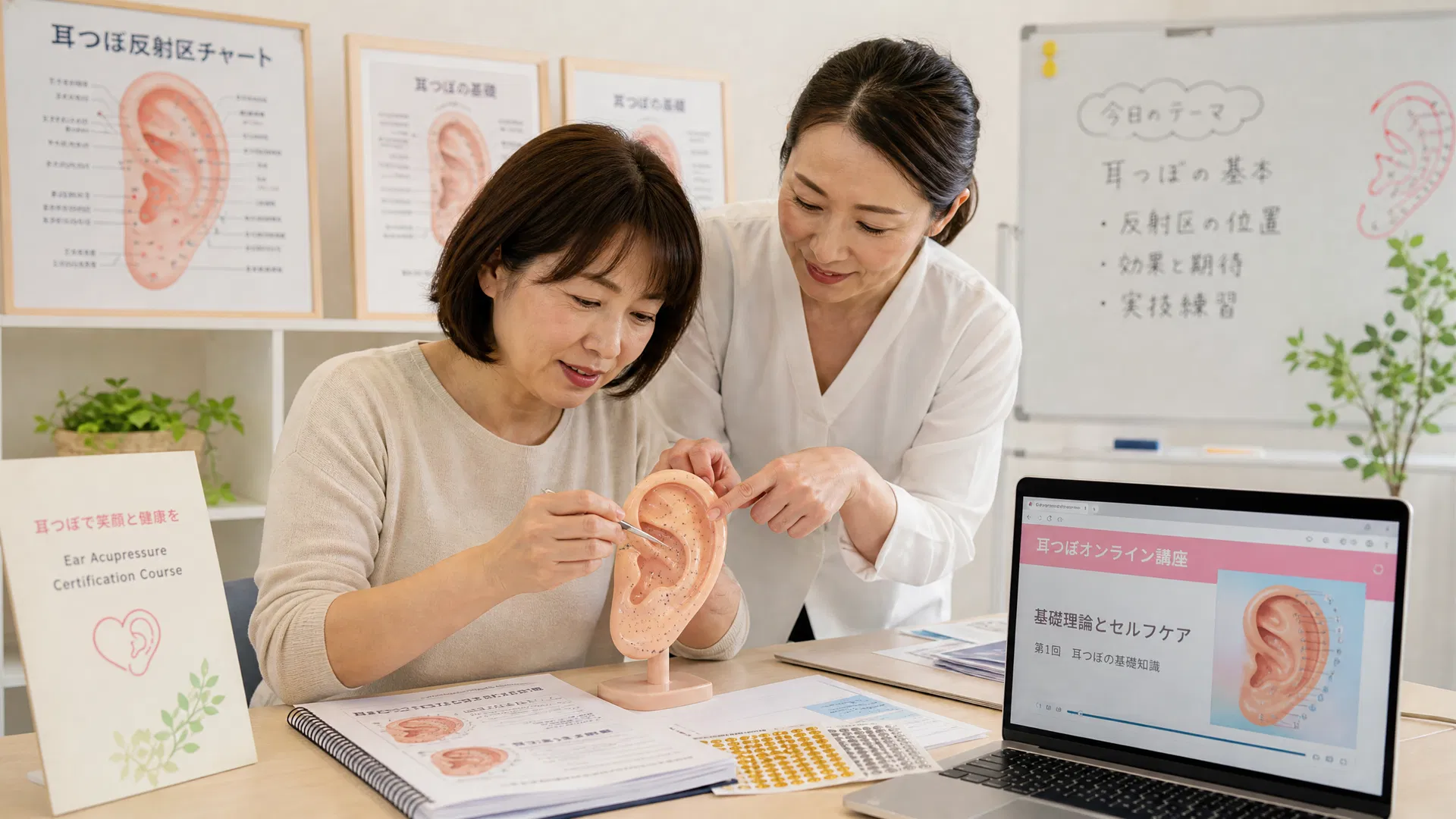 耳つぼ講座は通信で学べる？オンライン講座と対面講座の違い・失敗しない選び方