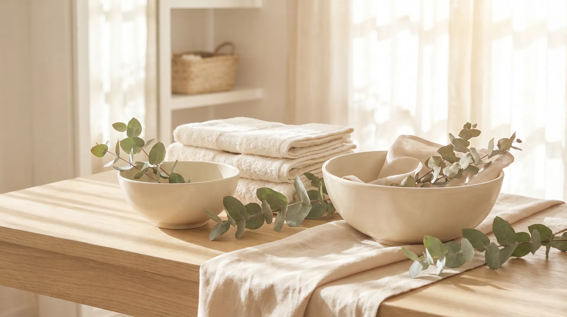 Detalle botánico y textil del ambiente de bienestar de El Arte del Tacto