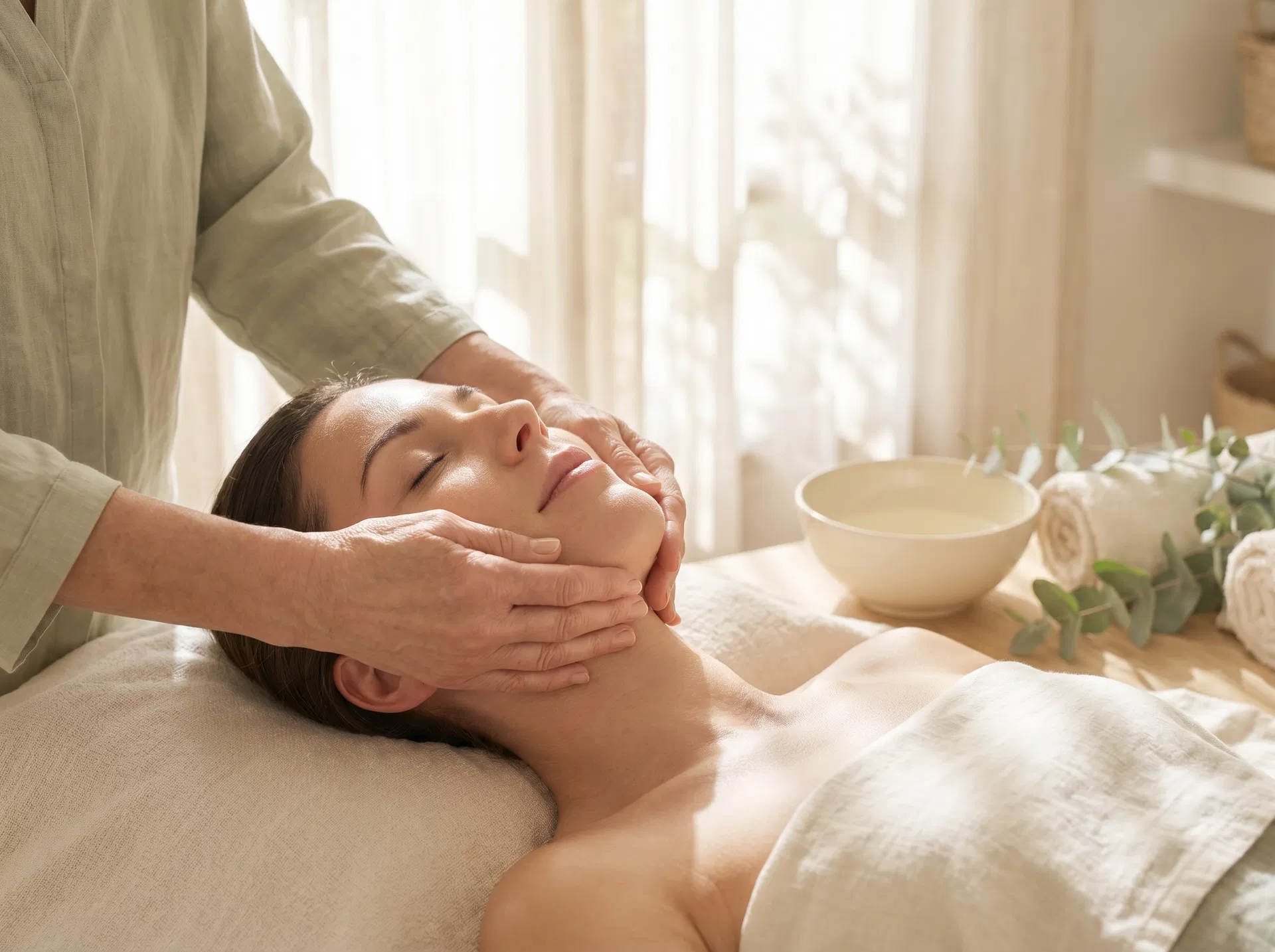 Tratamiento de escultura facial manual realizado con delicadeza