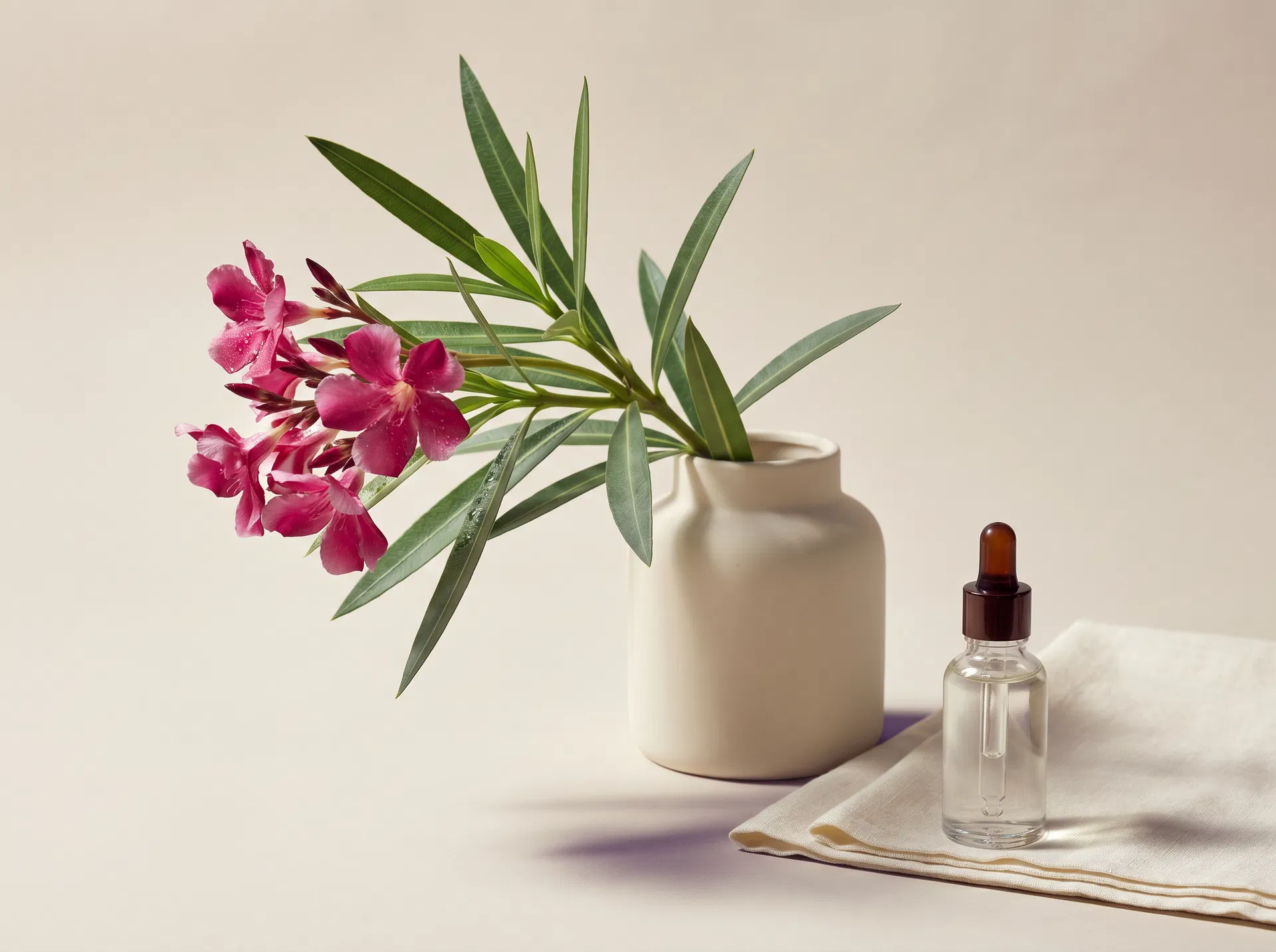 Nerium oleander botanical with research extract bottle