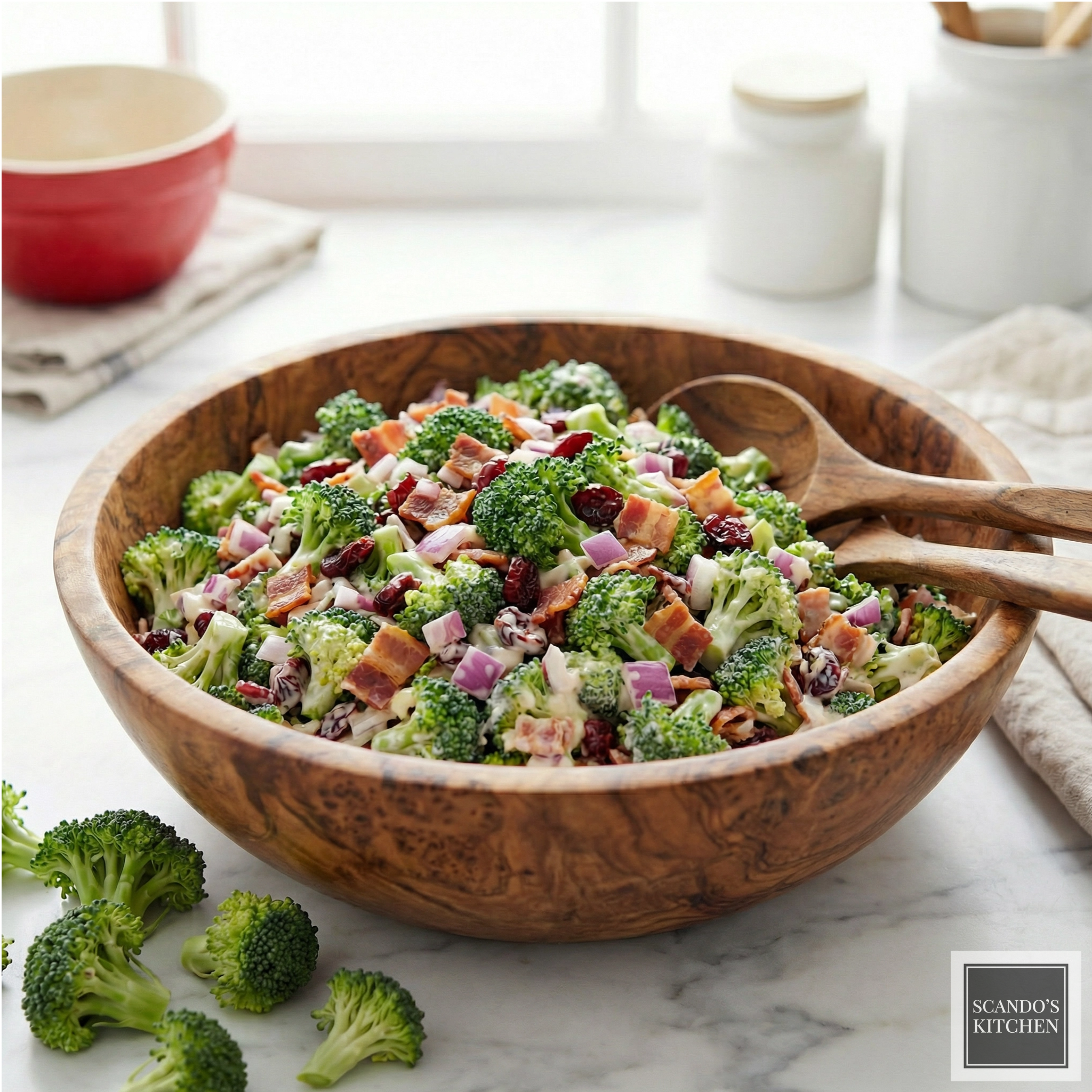 Creamy Broccoli Salad with Bacon & Cranberries
