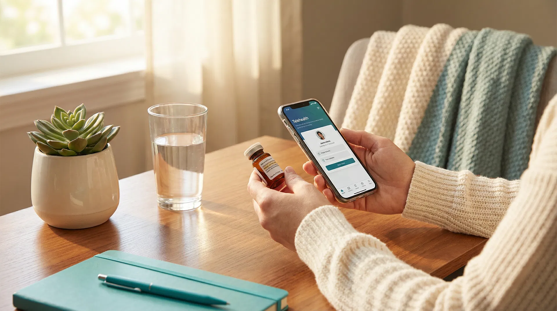 Person using telehealth from home