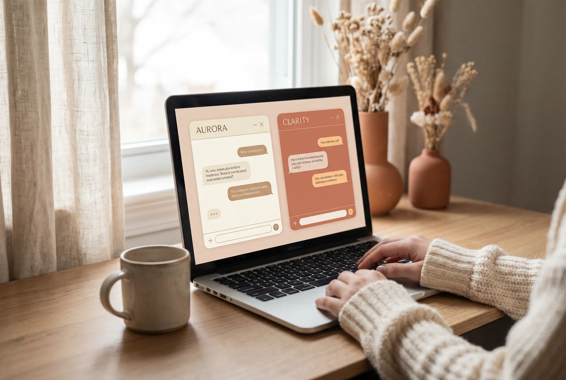 Two AI chat interfaces side by side on a laptop screen