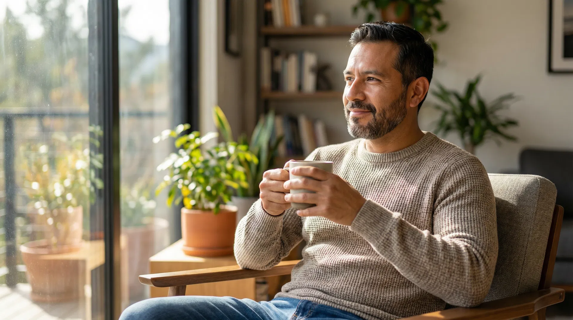 Hombre mexicano de 40 años en actitud reflexiva — salud sexual masculina