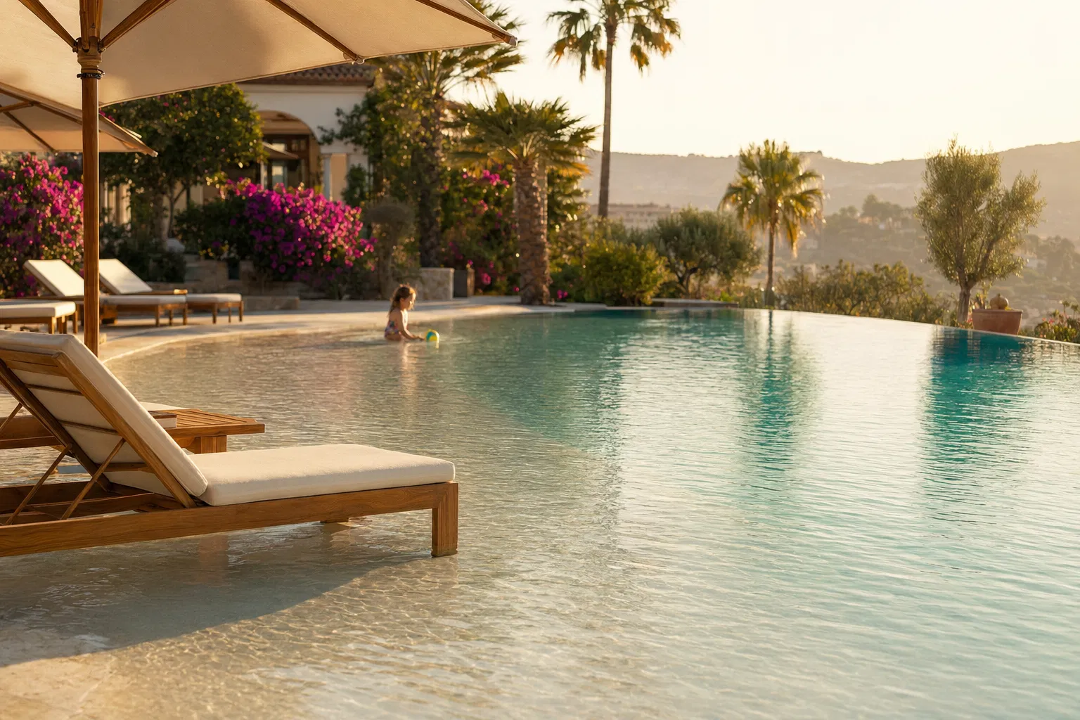 Piscine avec plage immergée — Du Sol au Toit Cannes Mandelieu