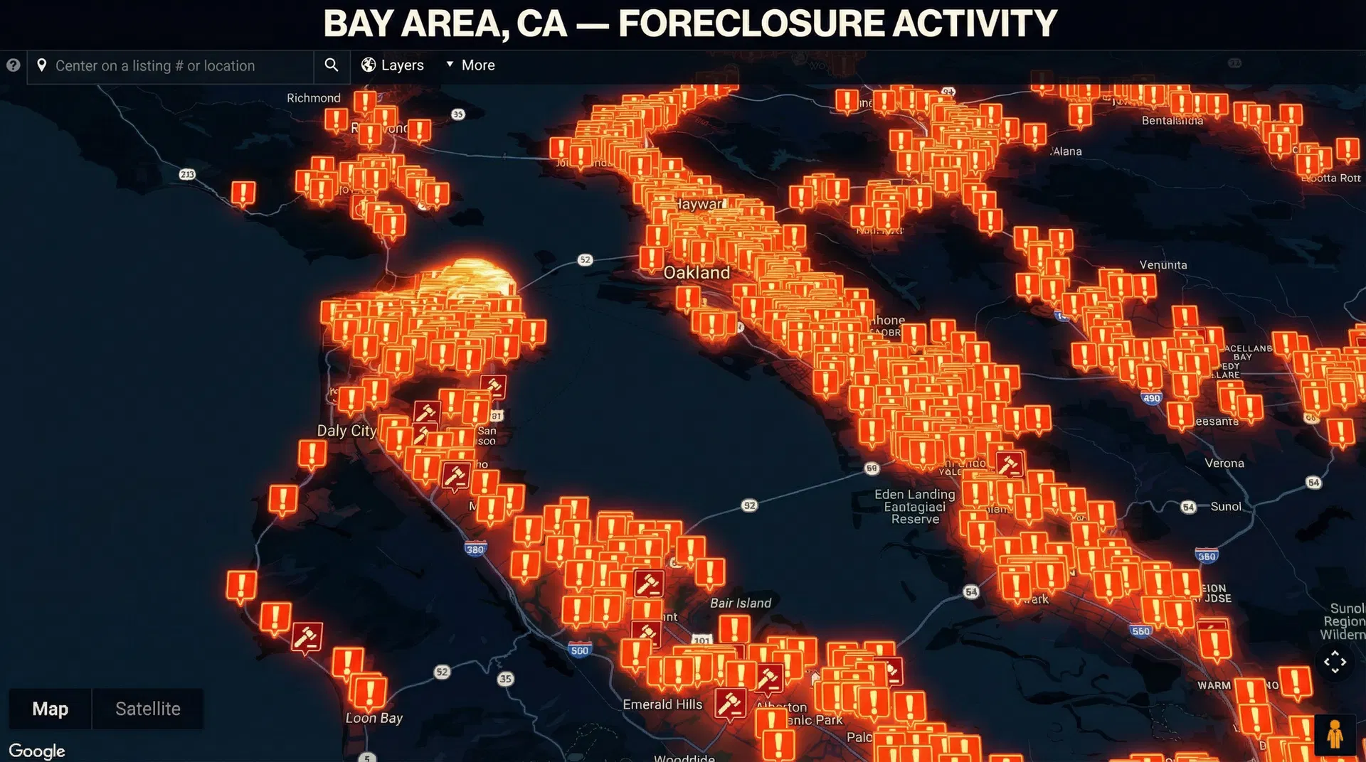 Foreclosure activity in Bay Area, CA