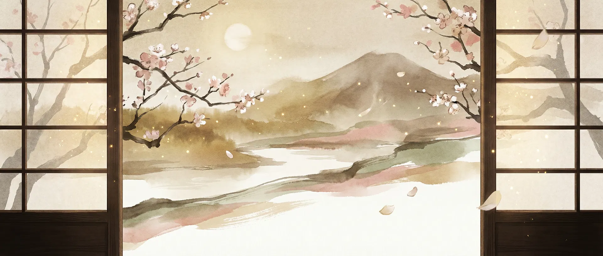障子越しの春の風景