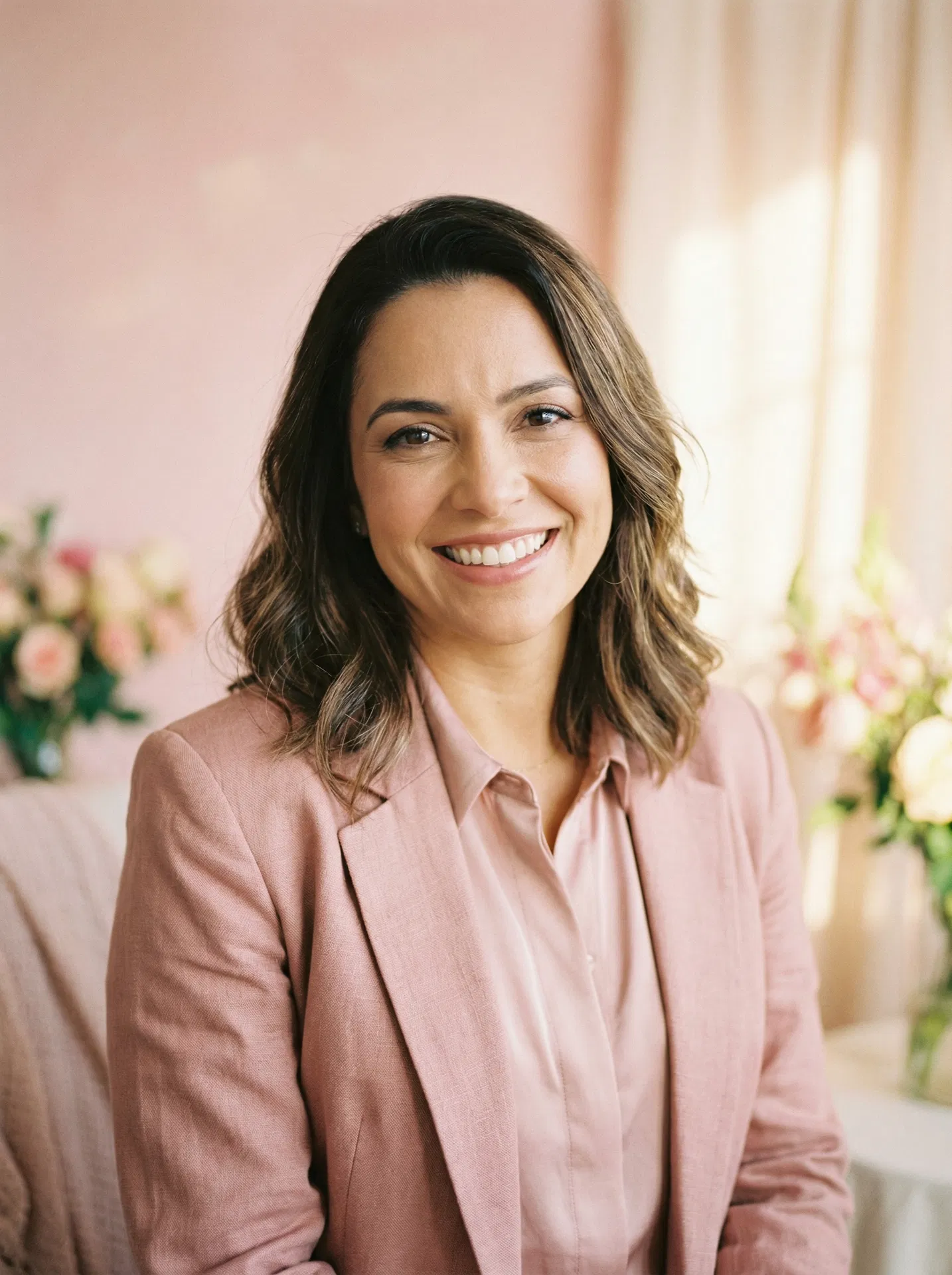 Mulher confiante e sorridente