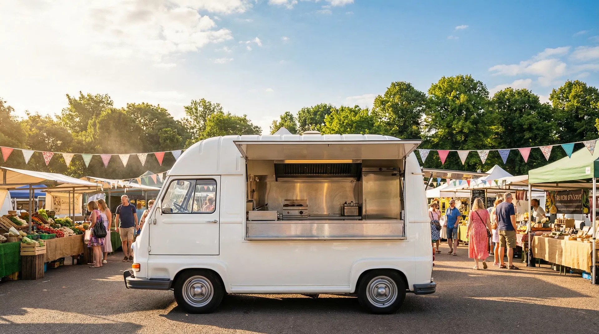 Catering van at a food market
