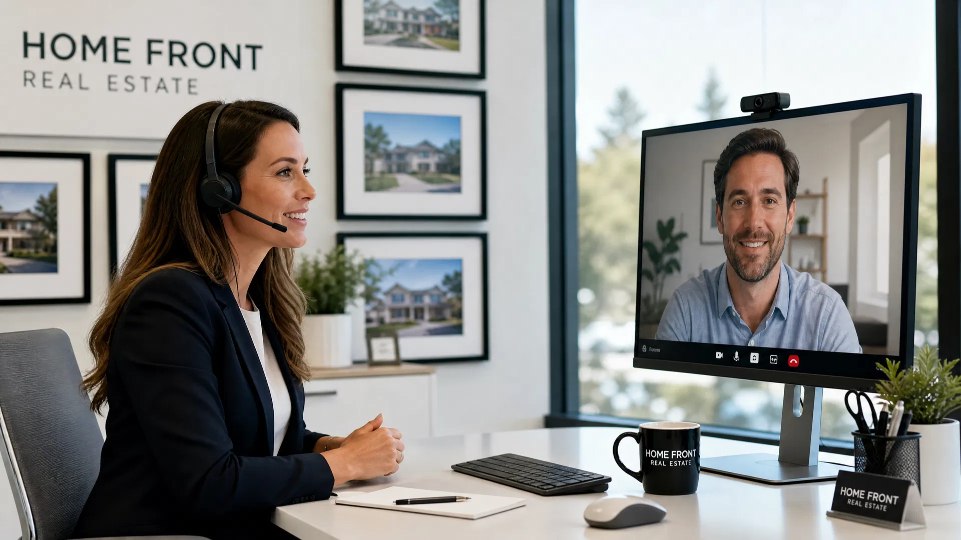 Real estate agent in video call with client