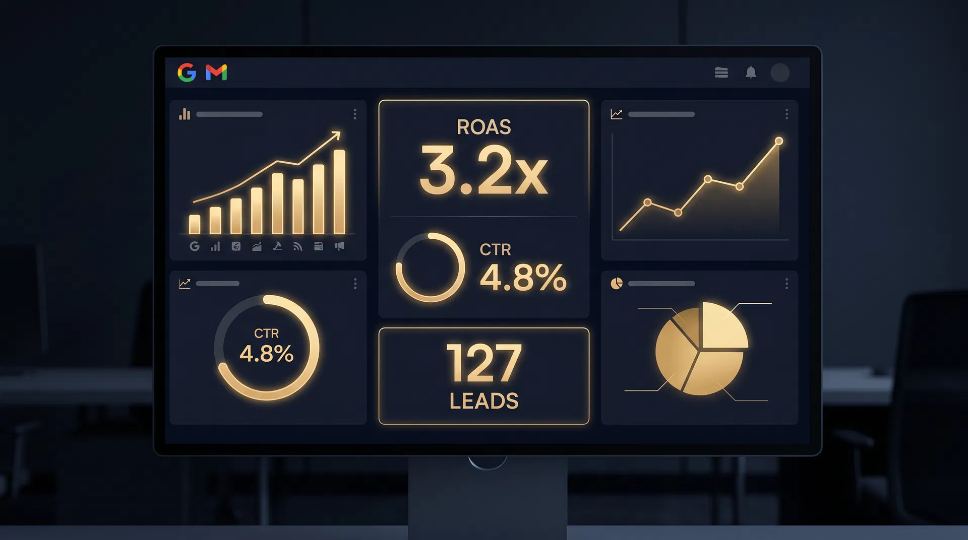 Dashboard de resultados de marketing digital