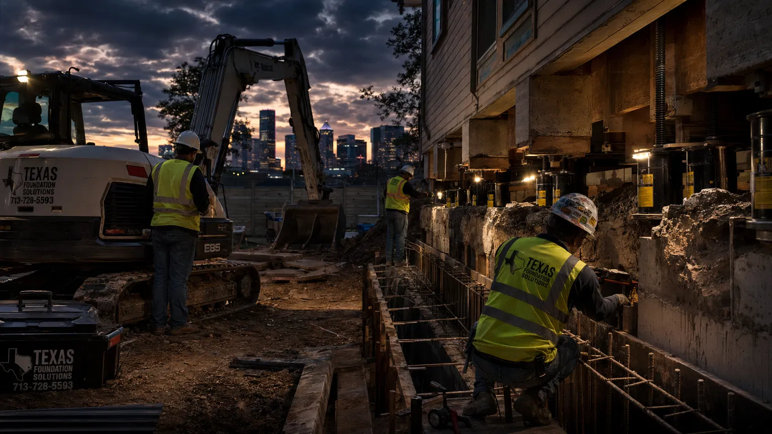 Foundation repair work in Houston