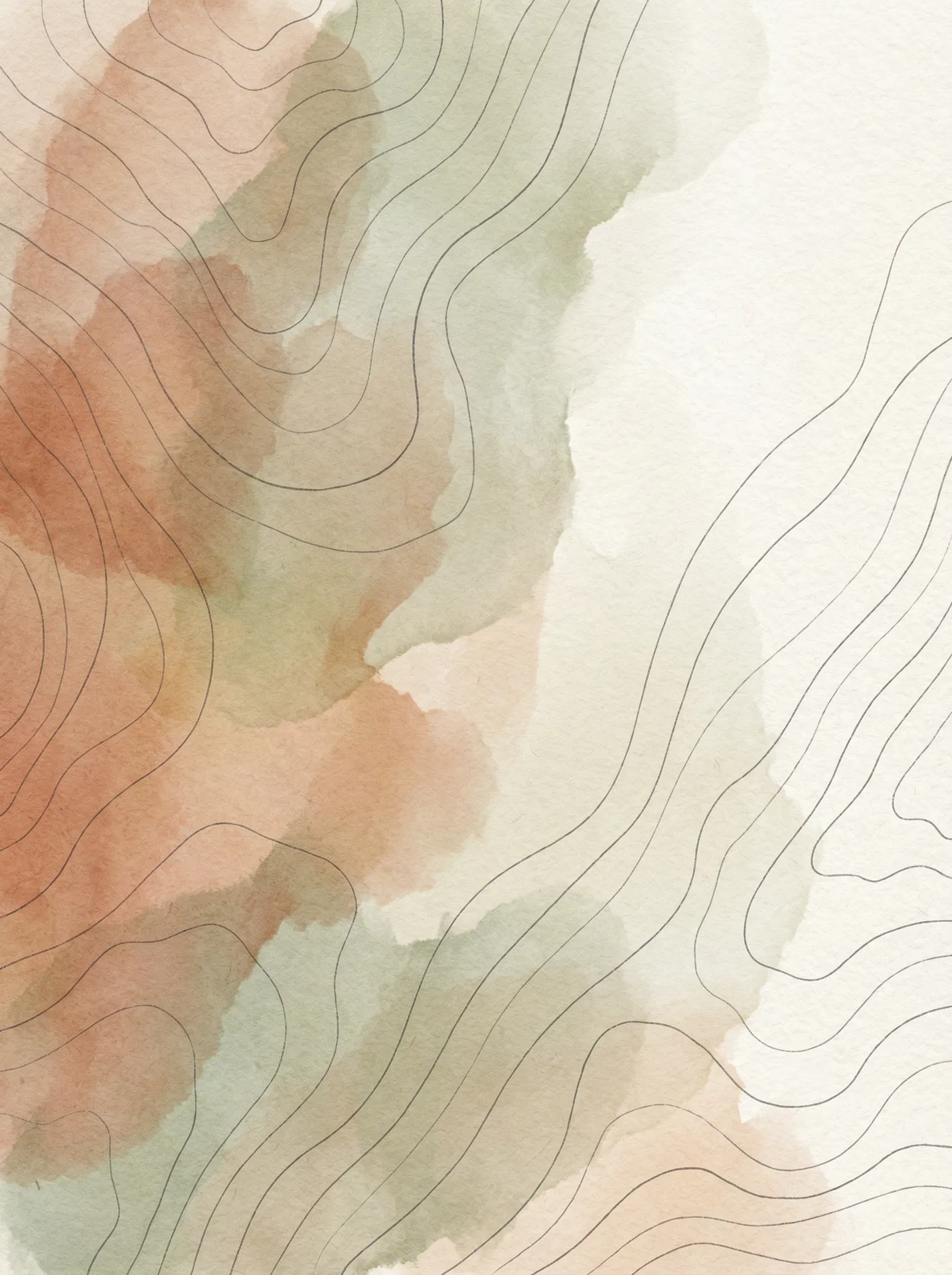 Abstract watercolor background with topographic lines