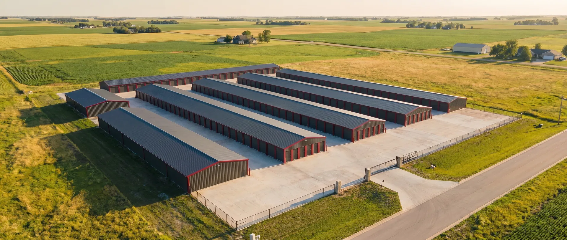 Aerial view of Legacy Self Storage facility