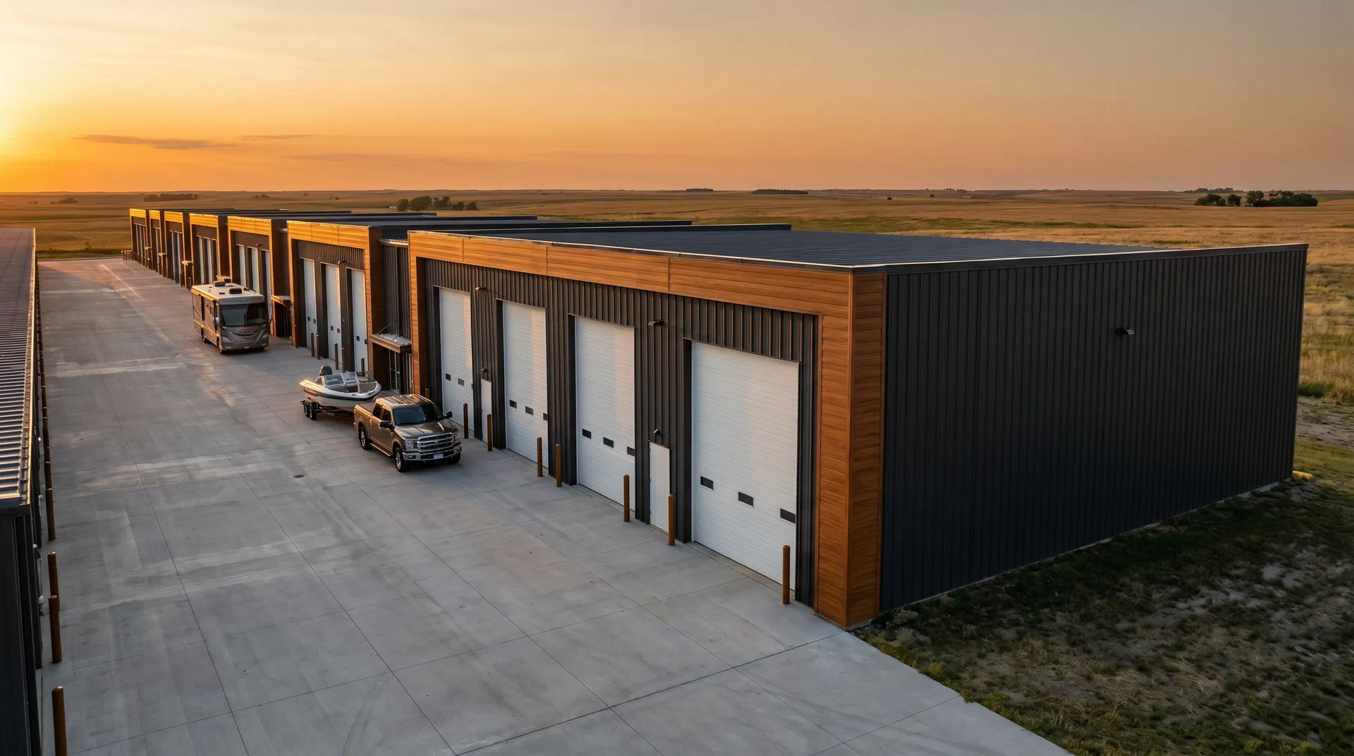 Legacy Self Storage facility at golden hour