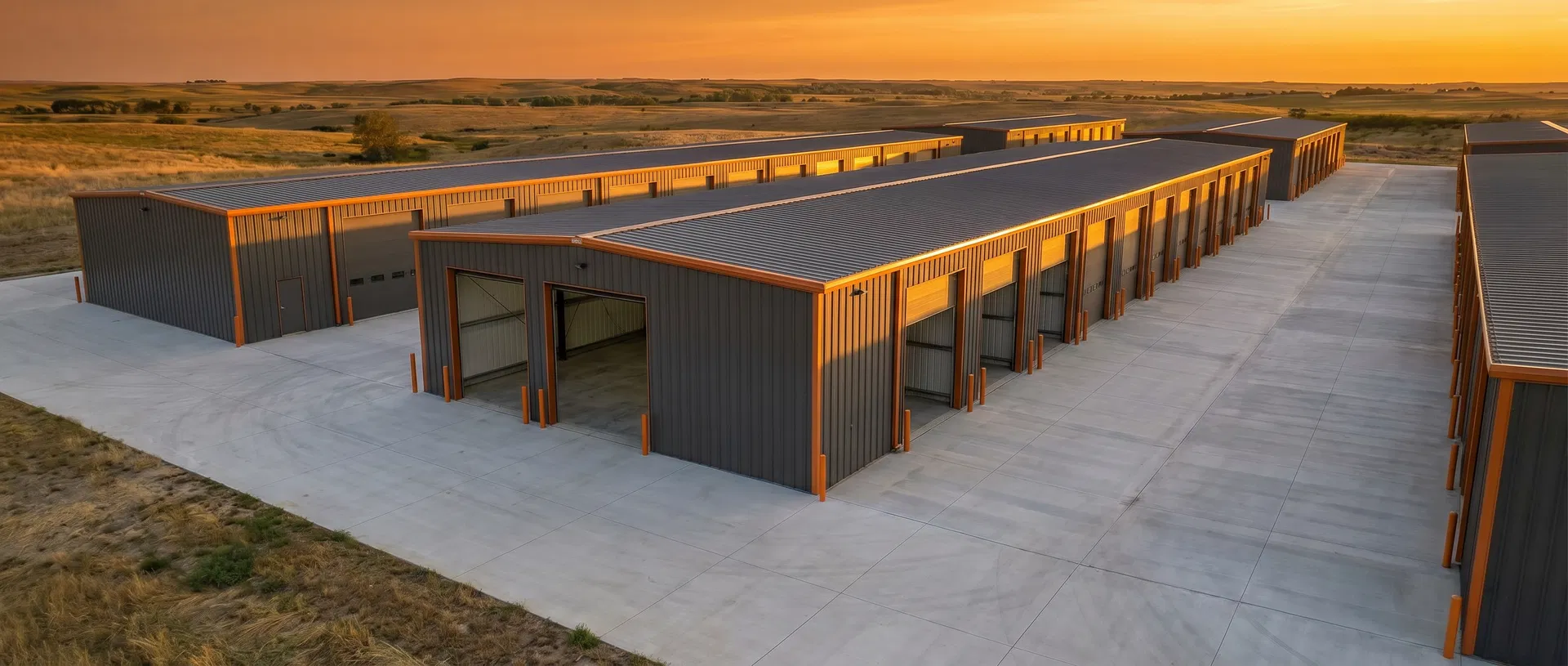 Legacy Self Storage units at golden hour
