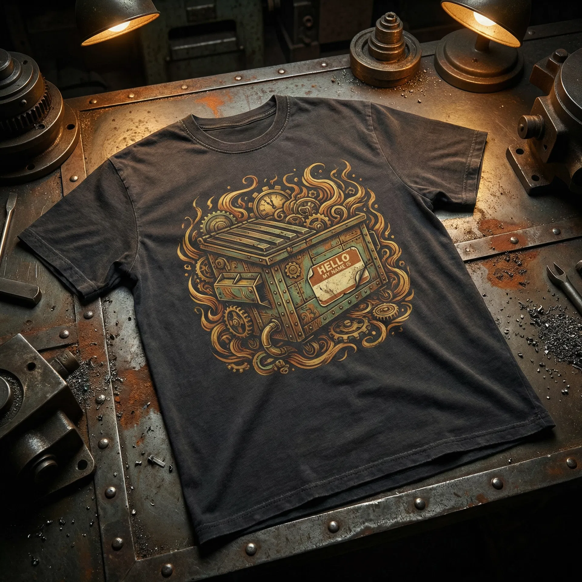 Dumpster Fire Name Tag Tee