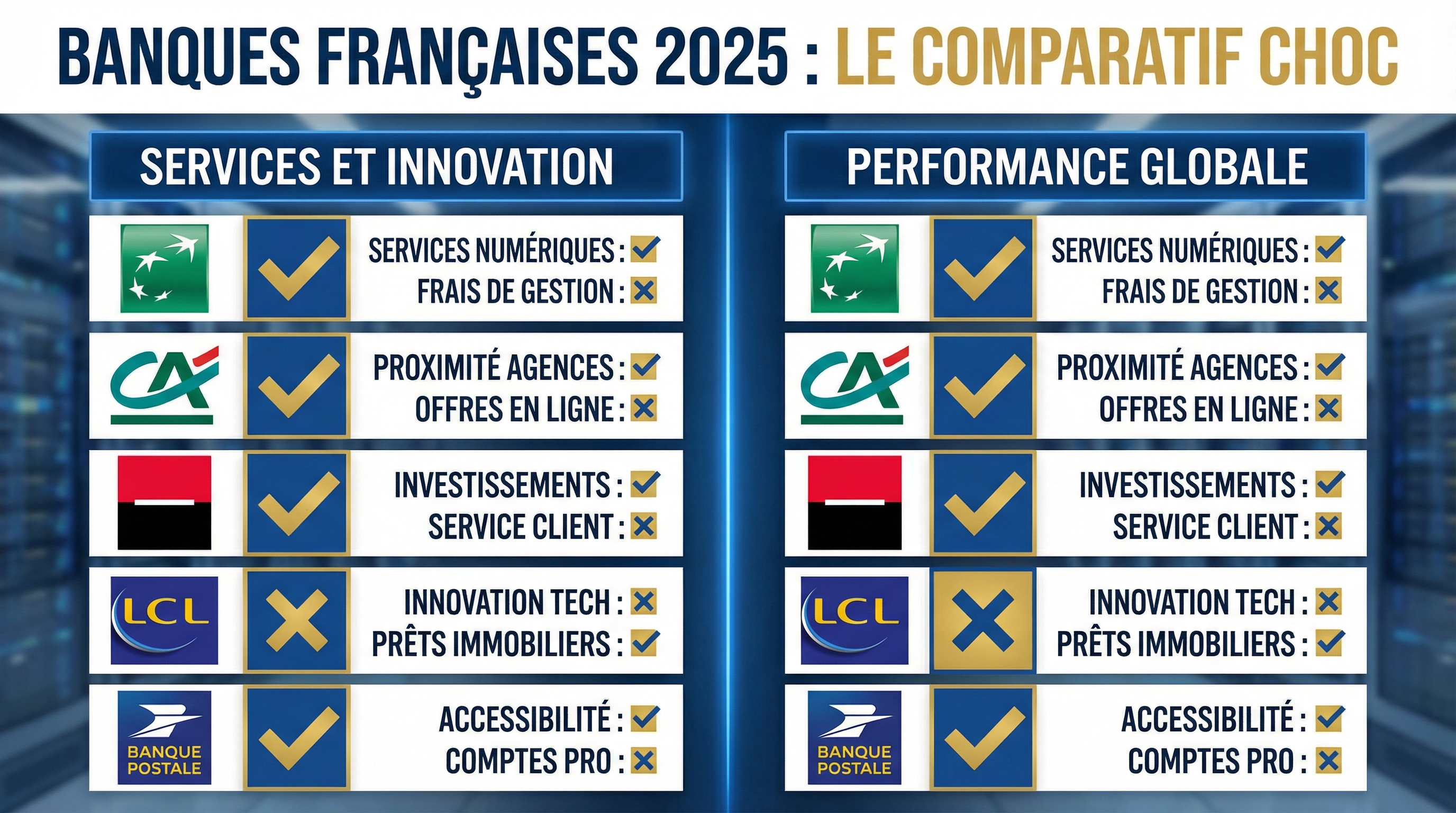 Les avantages et inconvénients de chaque banque traditionnelle française en 2025