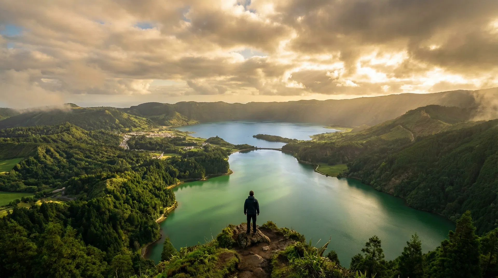 Uitzicht over de kratermeren van de Azoren