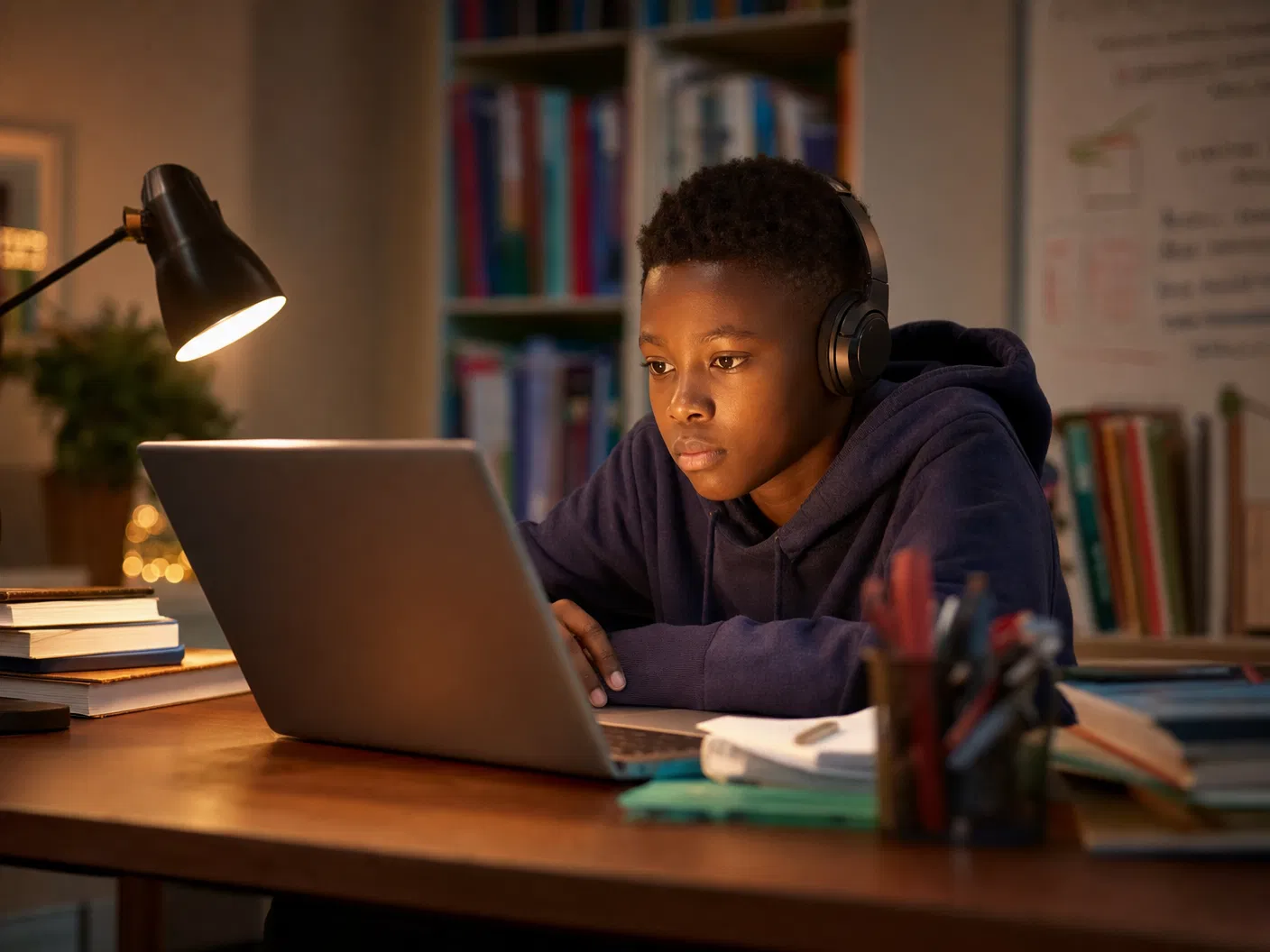 African girl learning with Fab AI bee tutor