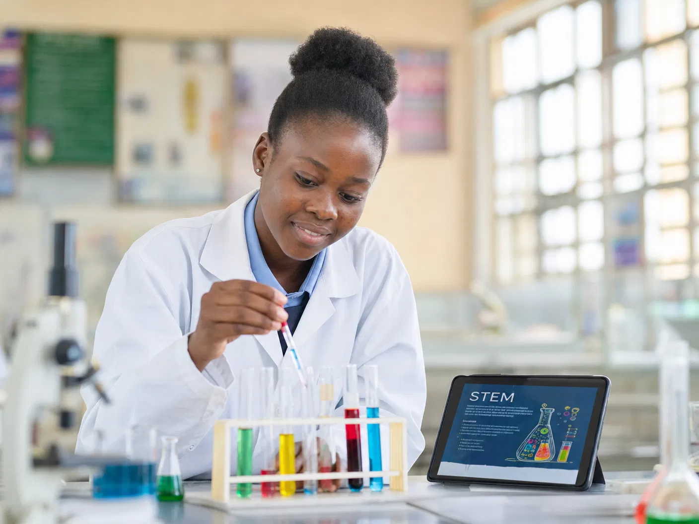African students doing hands-on STEM experiment