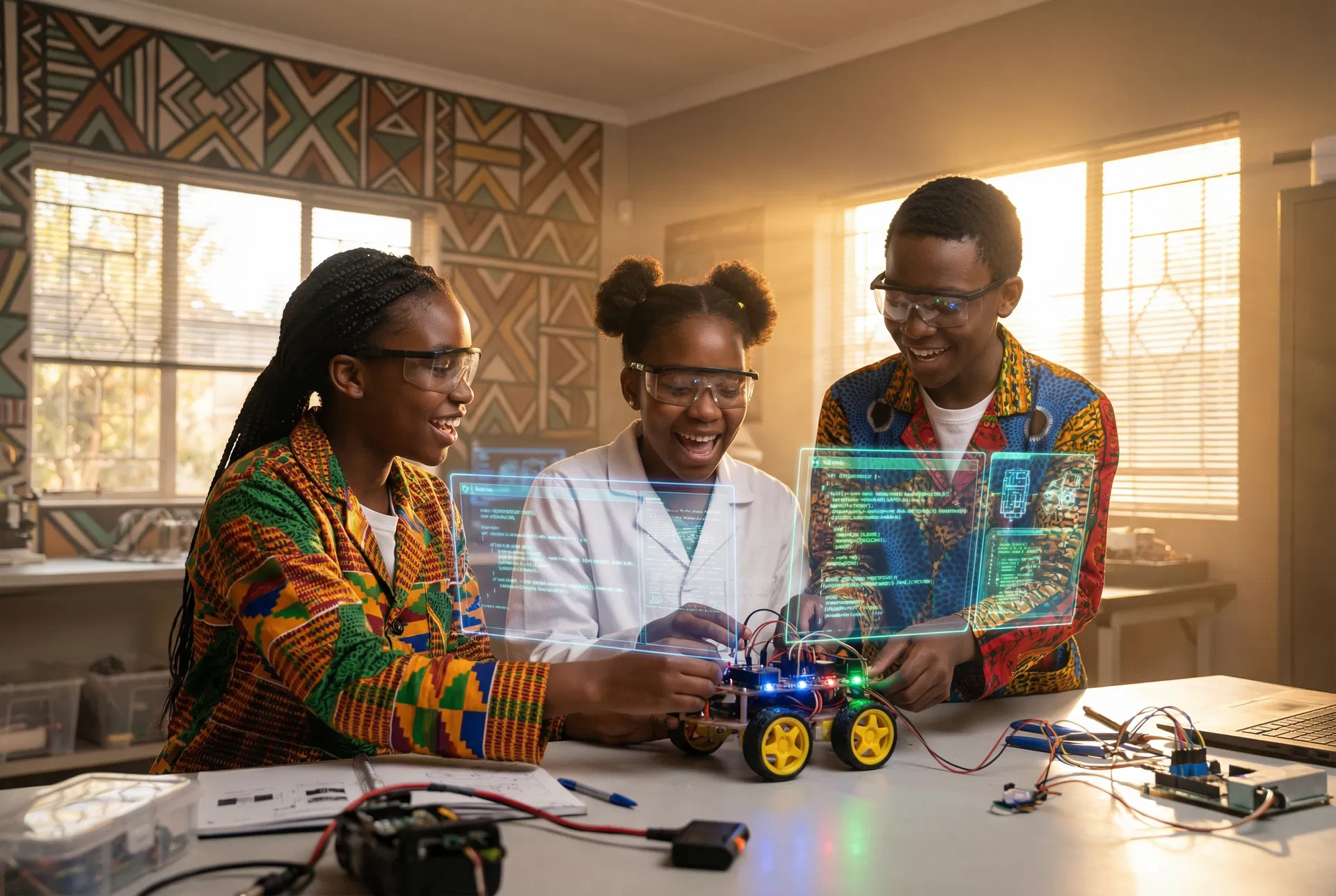 African students doing hands-on STEM experiment