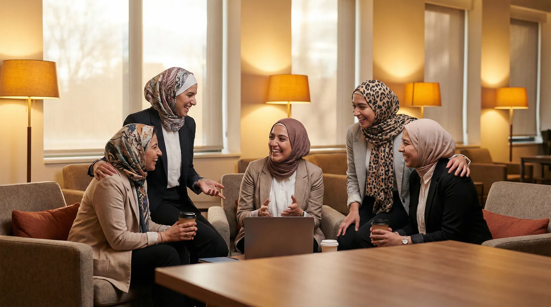 نساء محجبات في بيئة داعمة