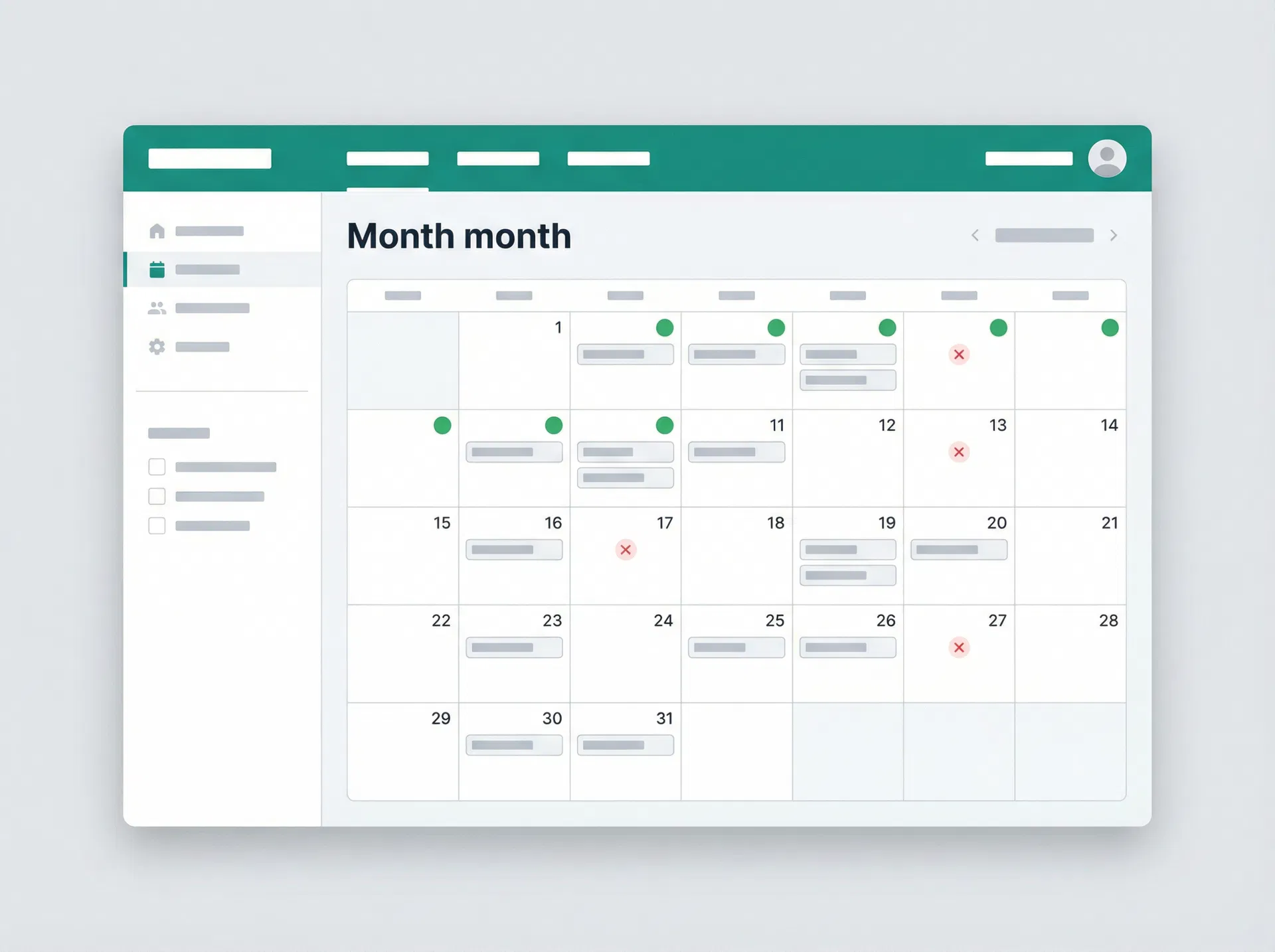 カレンダーUIのモックアップ