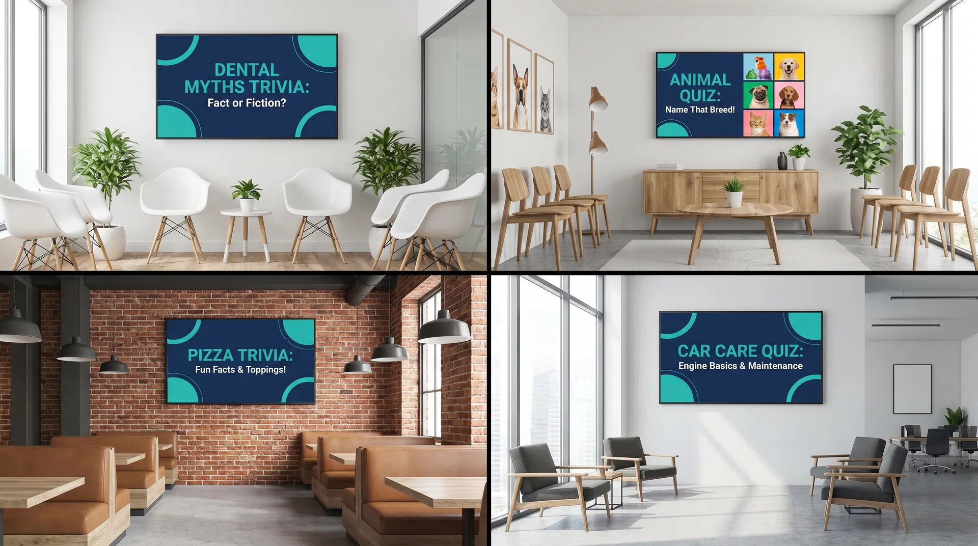 Multiple waiting room environments with TV content