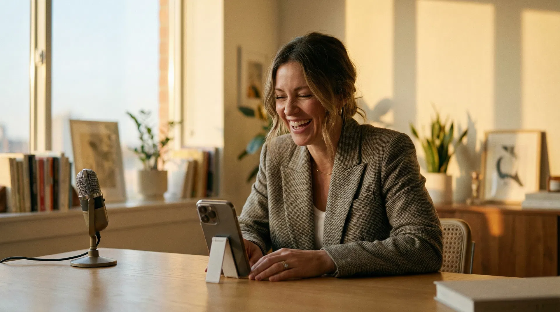 Creator recording a podcast with PODIT™