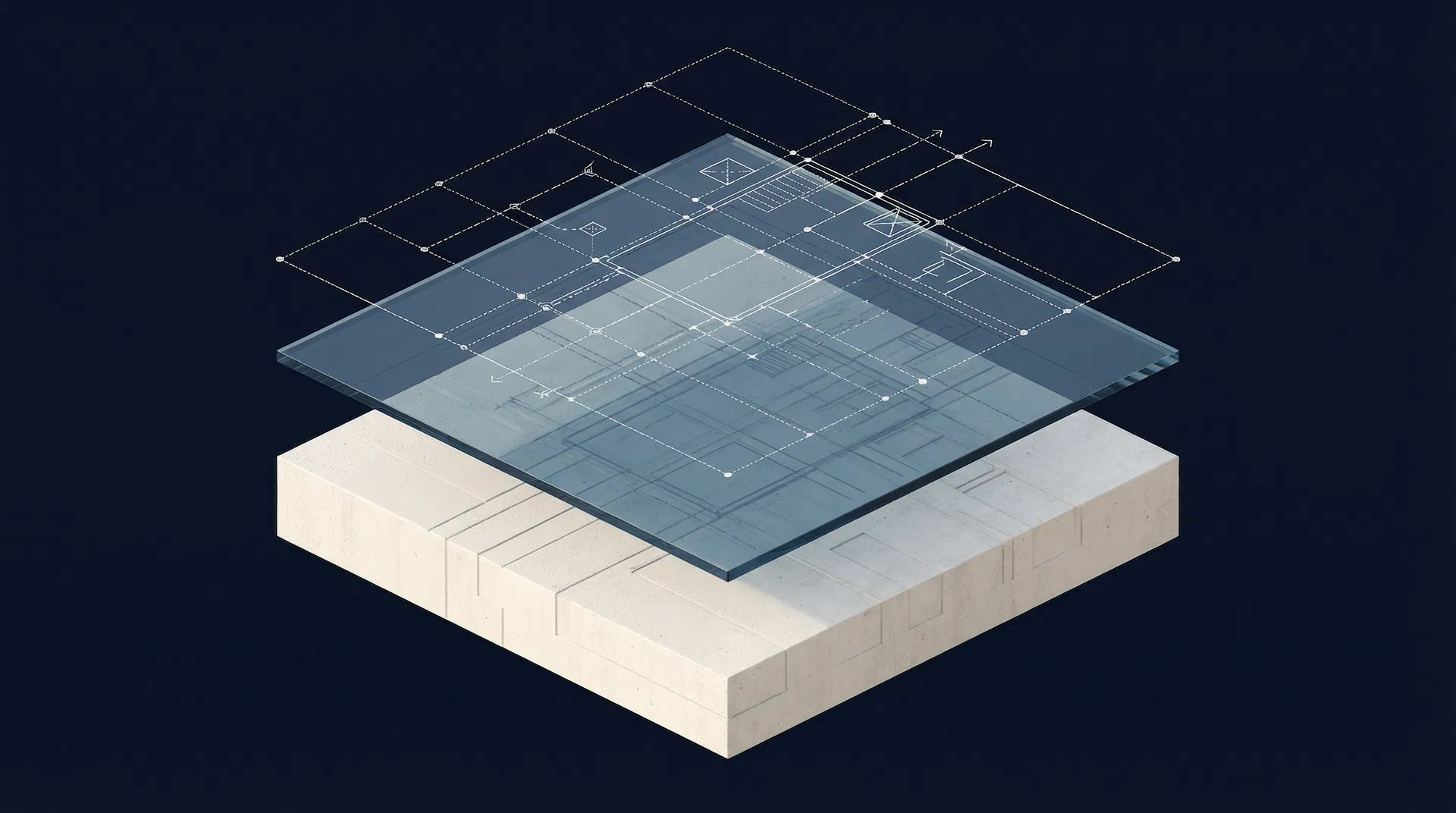 Three-layer system visualization showing dedicated assistants, AI agents, and automation blueprint