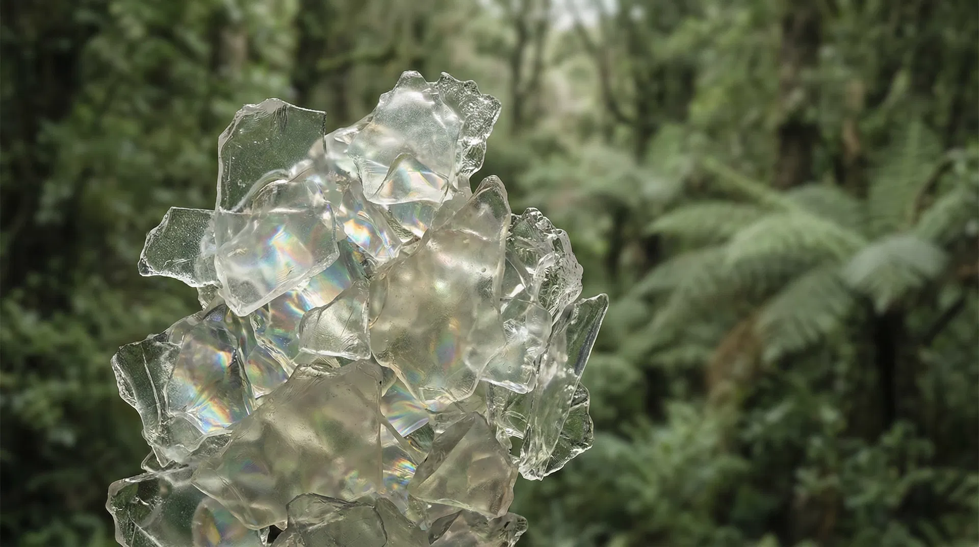 Recycled PET material with New Zealand forest background