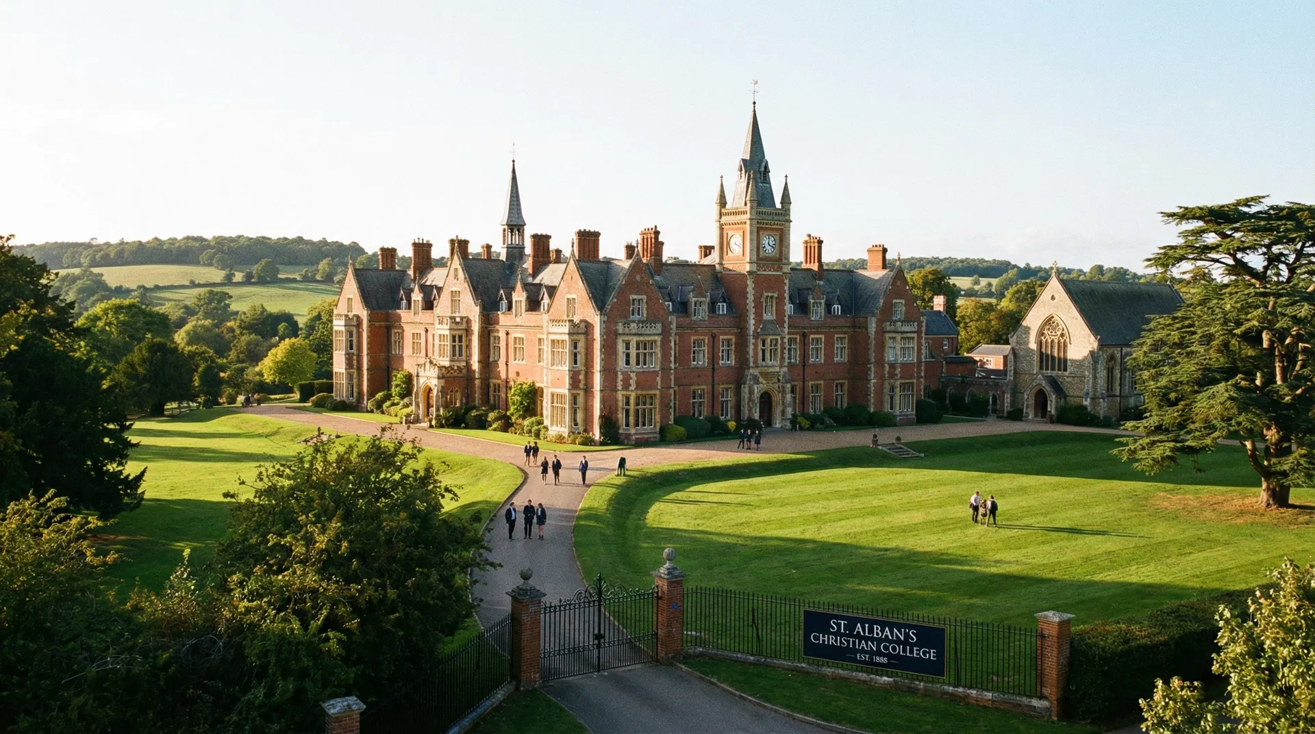 Historic English country house estate representing a Christian college campus