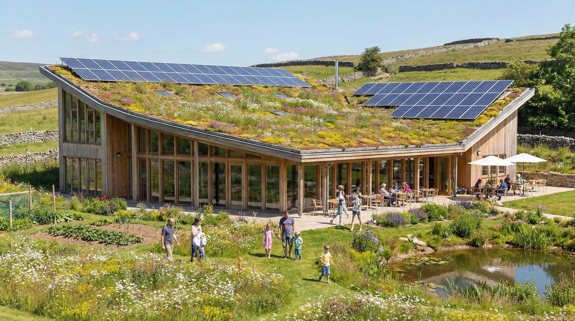 Green church building with solar panels