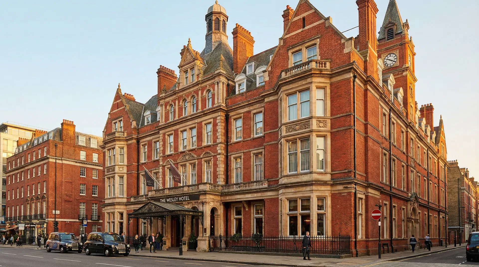 The Wesley Hotel in Euston, London - historic red brick Victorian building with elegant architecture