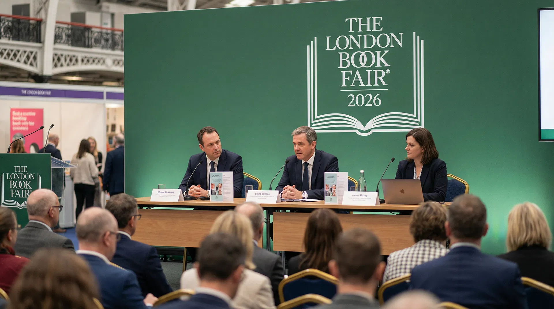 Publishing rights licensing panel at the London Book Fair 2026 with speakers discussing AI content licensing