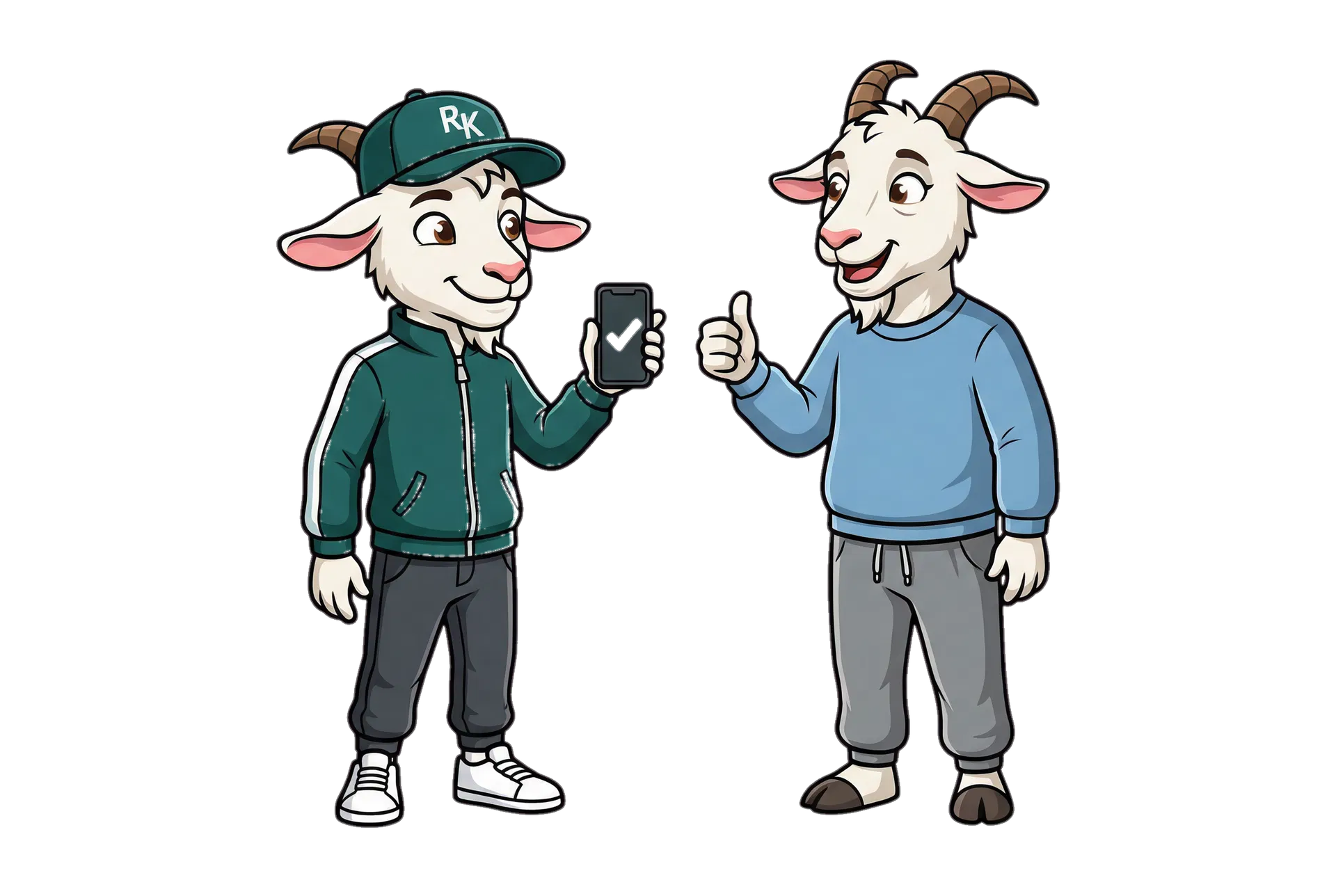 Kid the goat and a happy parent goat