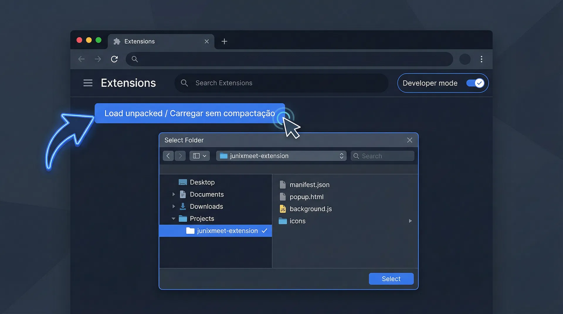 Carregar a Extensão