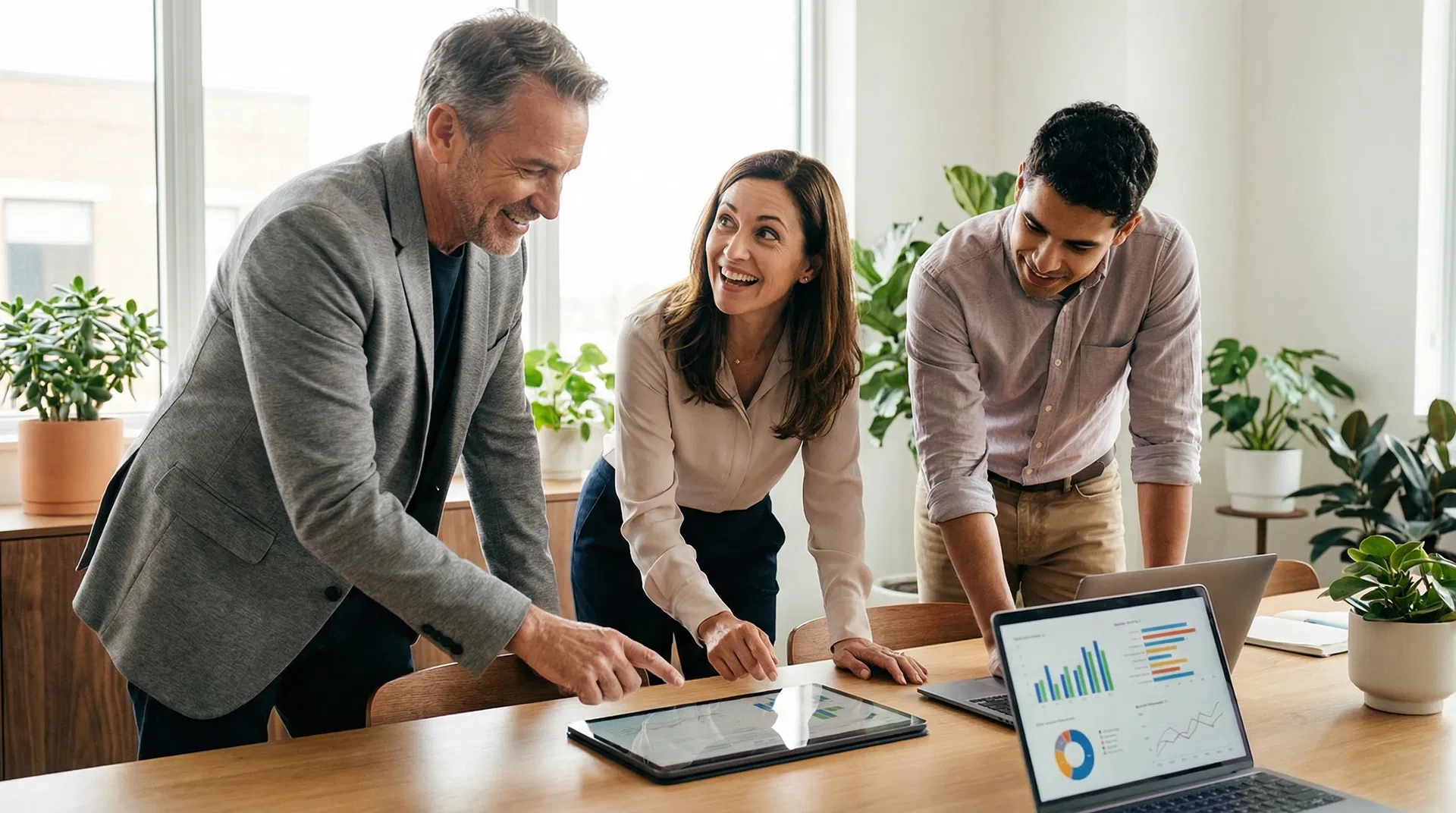 Leadership team reviewing AI strategy together