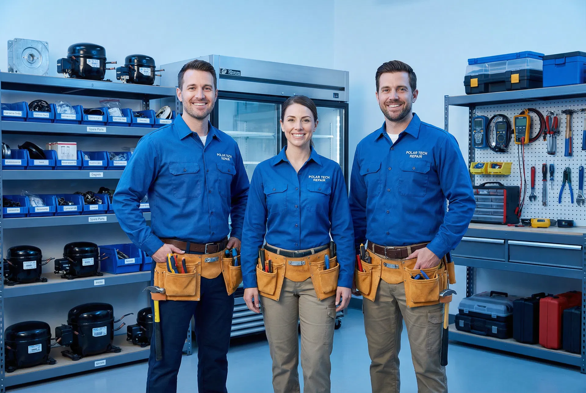 Equipe de técnicos especializados em conserto de eletrodomésticos