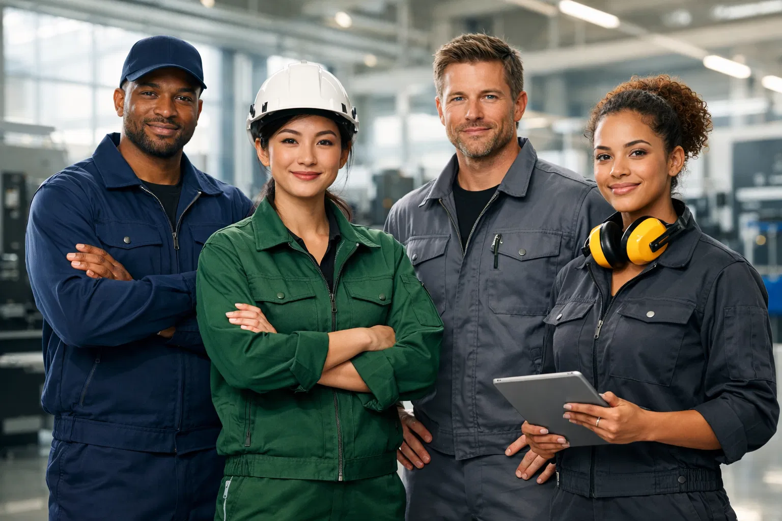 Equipe profissional uniformizada