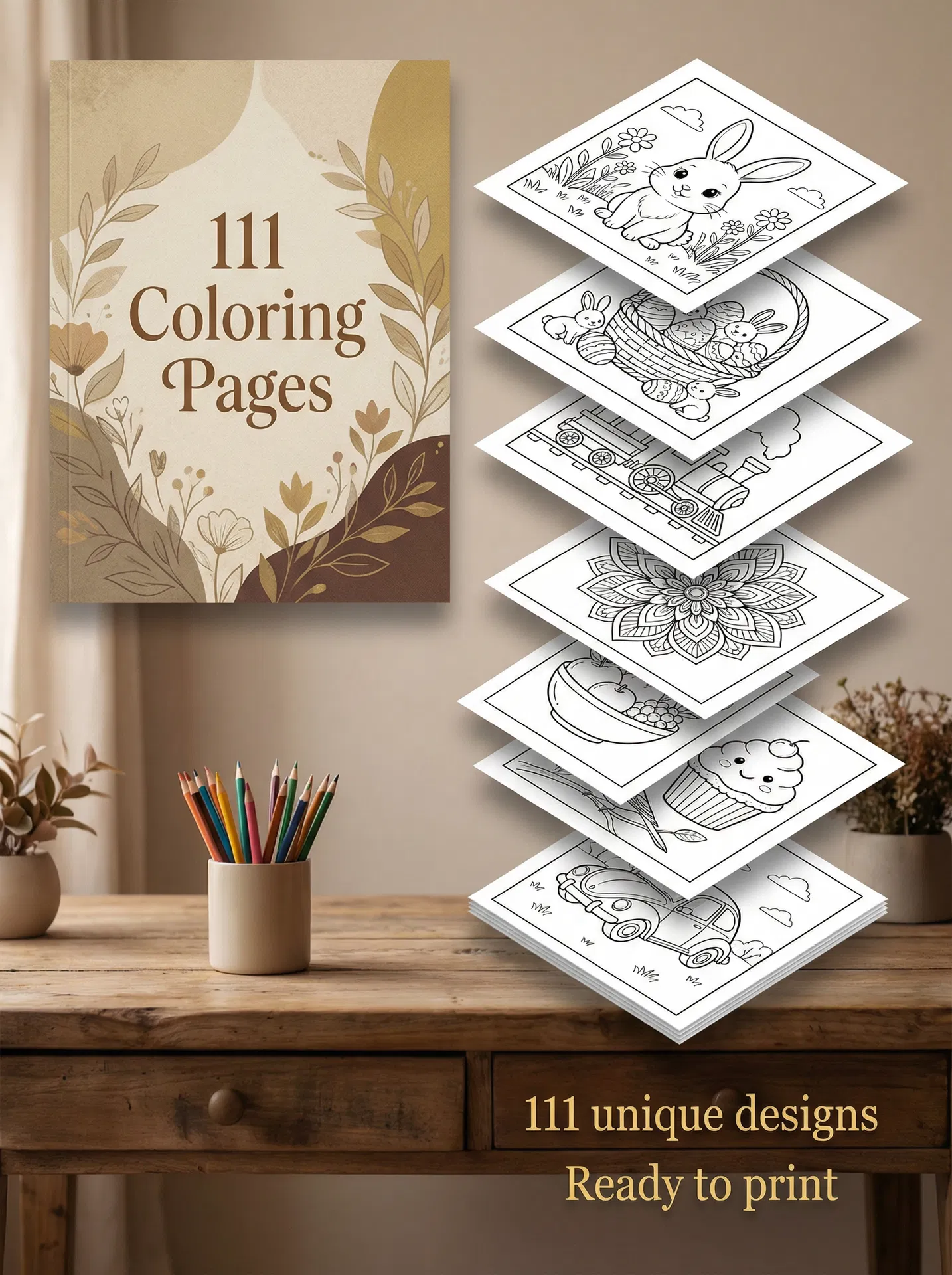 111 Coloring Pages Mockup
